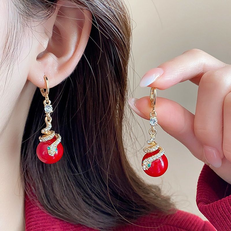 🐍Specialus Naujųjų metų pasiūlymas🎀 Auskarai iš perlų gyvatės-LT