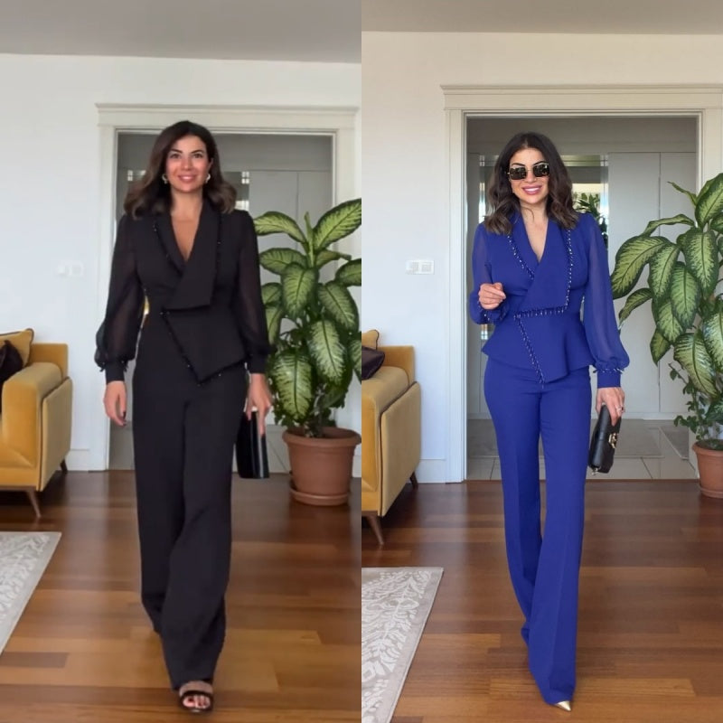 Dámska súprava širokých sieťovaných nohavíc a nohavíc-SK