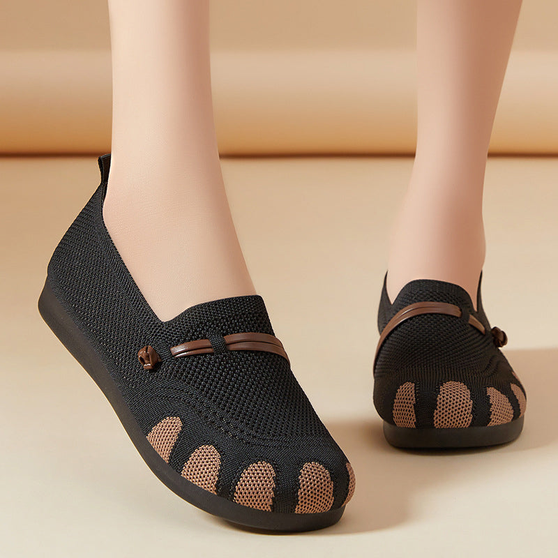 🔥Γυναικεία casual παπούτσια με ίσια, μαλακή σόλα, ρηχά, κουμπωτά-GR