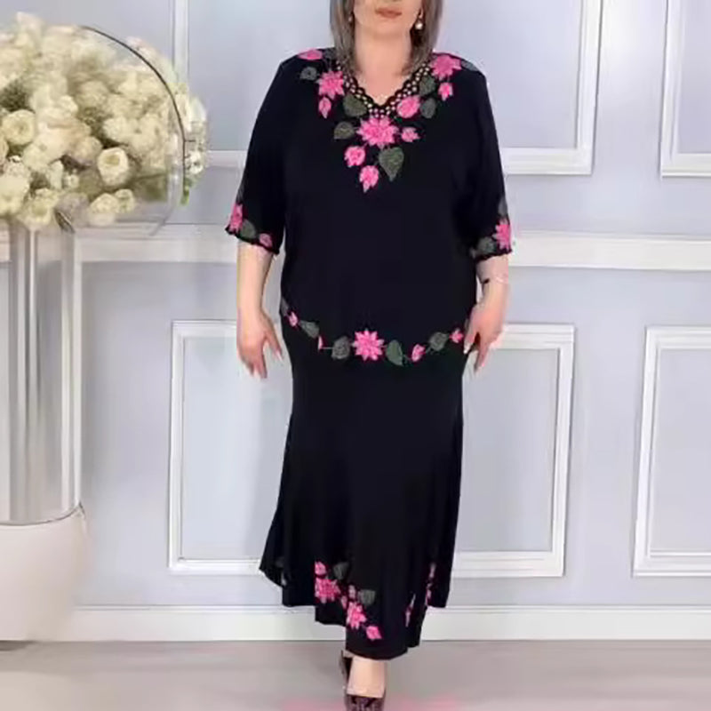 🌷Elegancka damska sukienka w kwiaty z dekoltem w szpic