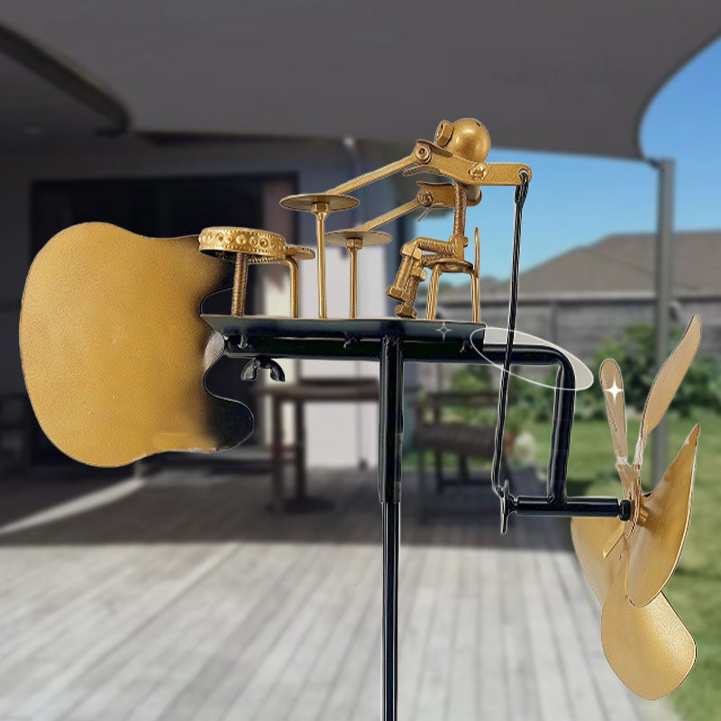 Χειροποίητος μεταλλικός ανεμόμυλος με τύμπανο - διακόσμηση εδάφους-GR