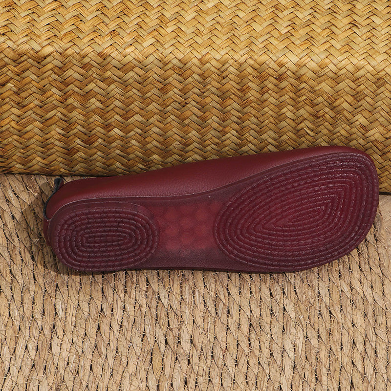 Γυναικεία φλατ δερμάτινα παπούτσια από μαλακό δέρμα-GR