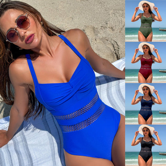 🔥🥰Jednoczęściowy kostium kąpielowy dla kobiet z siateczkowymi detalami🌟👙
