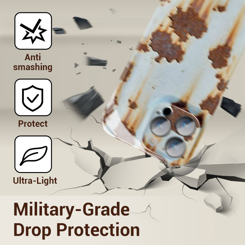 Vintažinis rūdžių spalvos kietas dėklas „iPhone“-LT