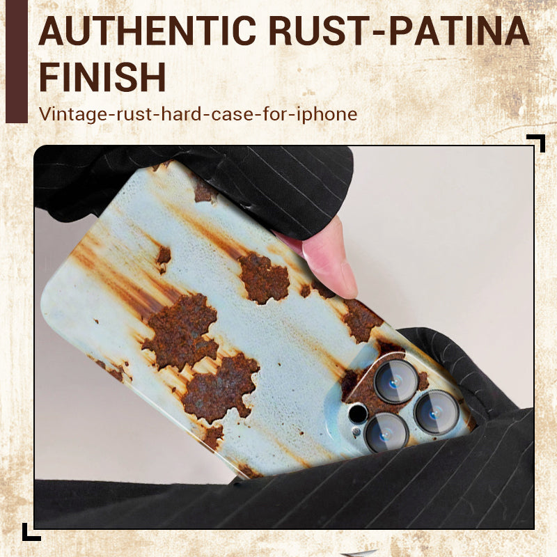 Vintažinis rūdžių spalvos kietas dėklas „iPhone“-LT