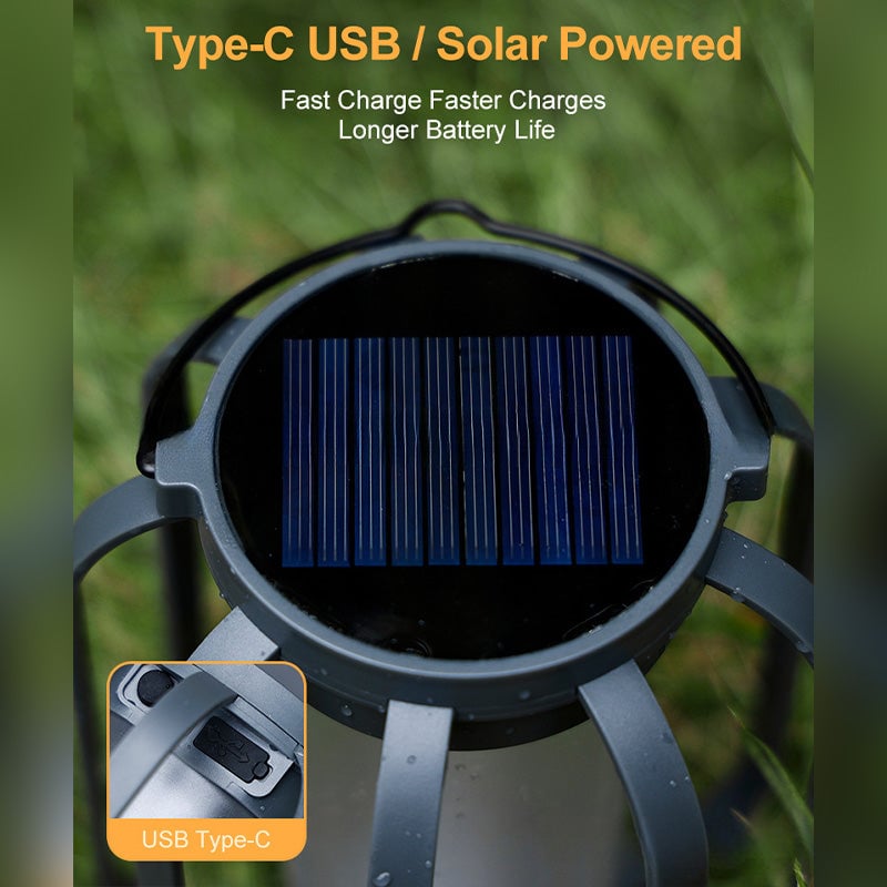 Zewnętrzna lampa solarna kempingowa o klasie ochrony IPX65