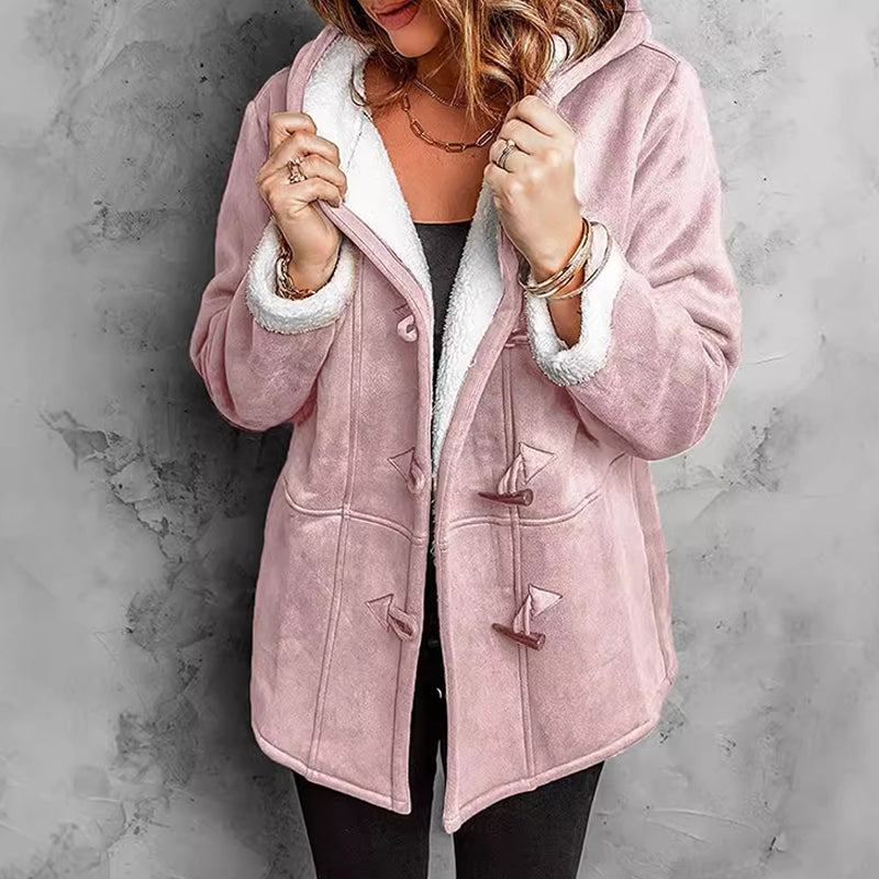 ❄️ Damska kurtka zamszowa z kapturem i pluszową podszewką 🧥💕
