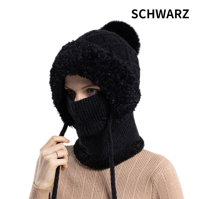 🔥Naujas pasiūlymas – stilinga, stora megzta žieminė kepurė – su šiltu veido apdangalu ir šaliku-LT