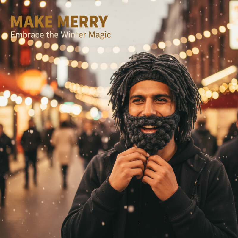 ⏰Czapka w stylu punk z prostą peruką i dzierganą brodą