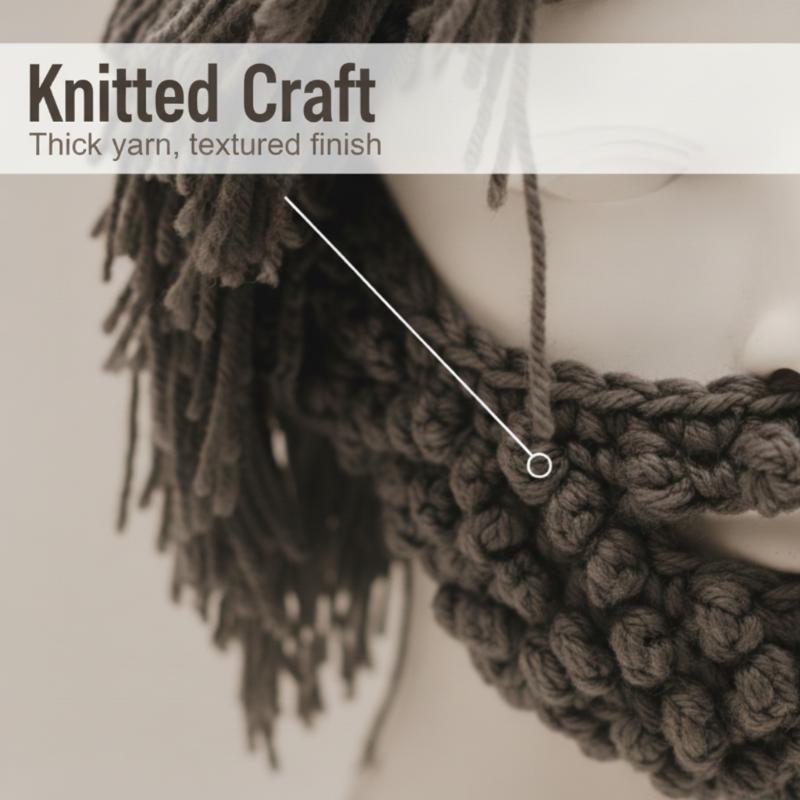 ⏰Czapka w stylu punk z prostą peruką i dzierganą brodą