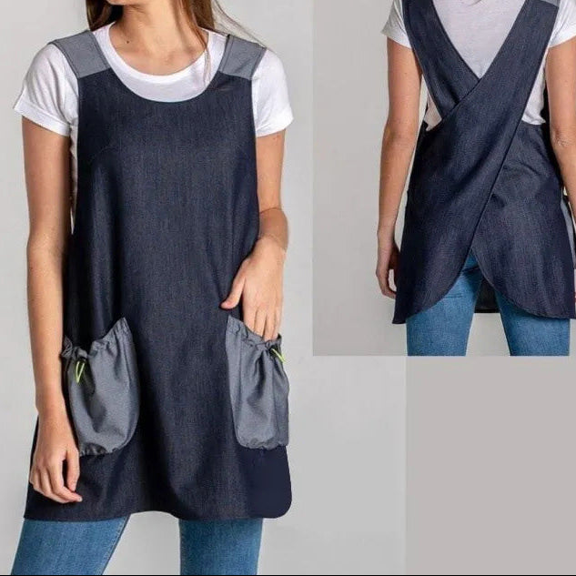 🔥Damski fartuch z krzyżowymi paskami, wsuwany