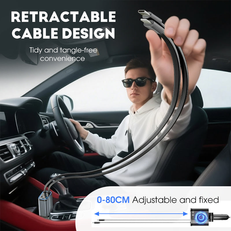 Ultraszybka ładowarka samochodowa z chowanymi kablami i oświetleniem Starlight