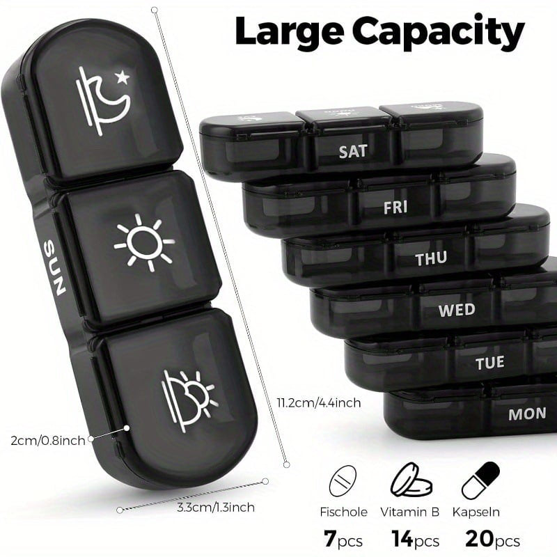 🧳 Etui na tabletki podróżne na 7 dni – lekkie, z wyjmowanymi przegródkami