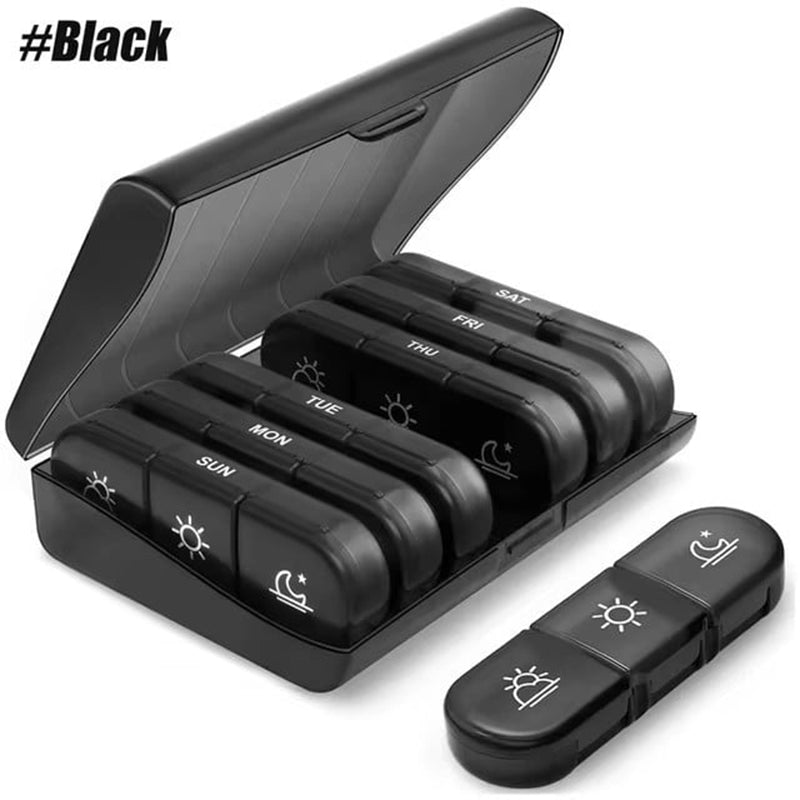 🧳 Etui na tabletki podróżne na 7 dni – lekkie, z wyjmowanymi przegródkami