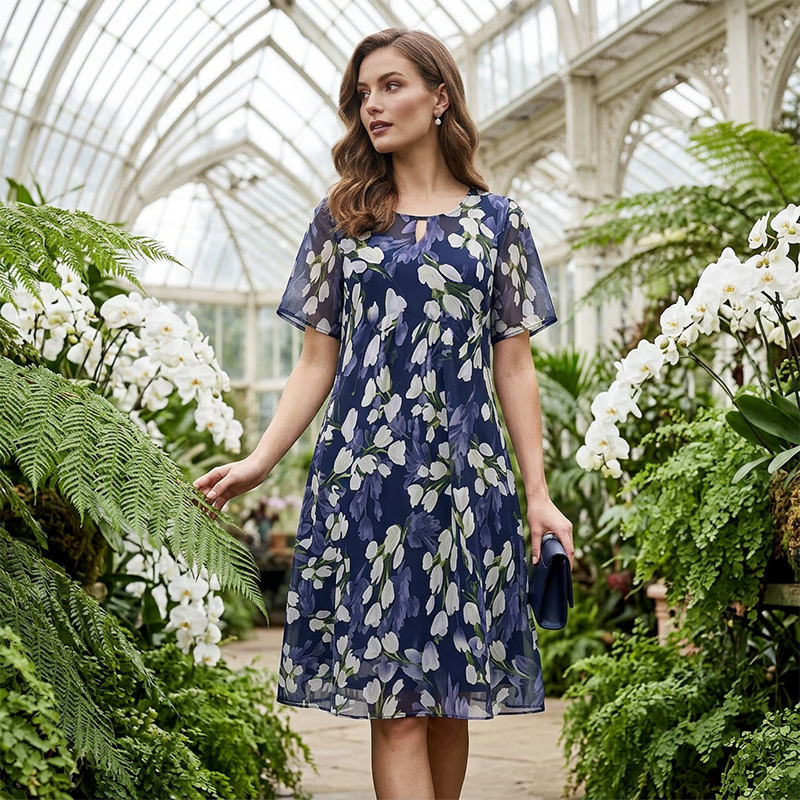 Damska sukienka imprezowa o kroju litery A w kwiatowy wzór👗