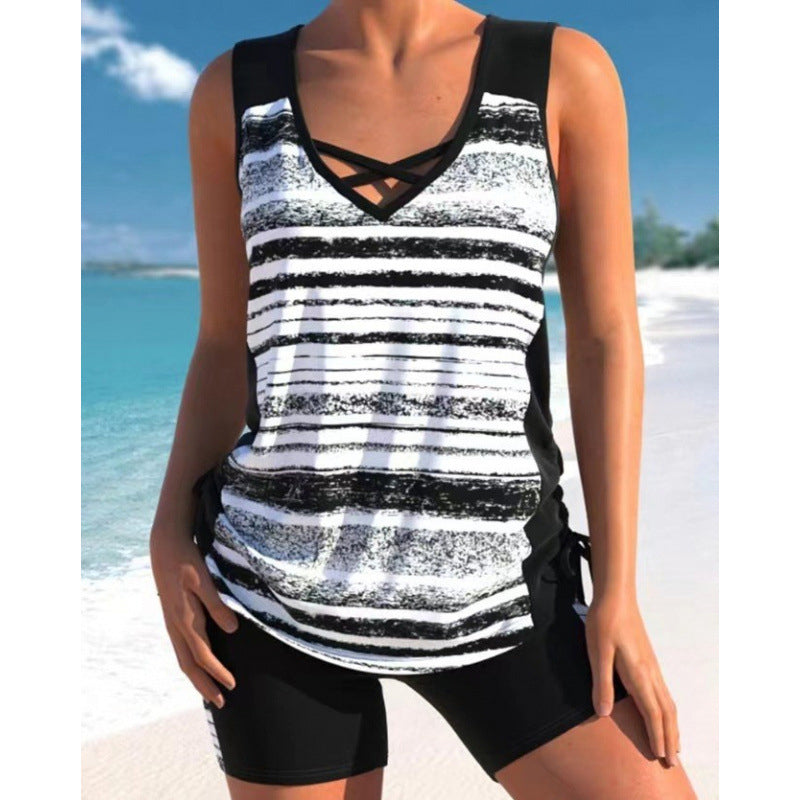 👙S-3XL🏖️Dwuczęściowy kostium kąpielowy typu tankini we wzory dla kobiet