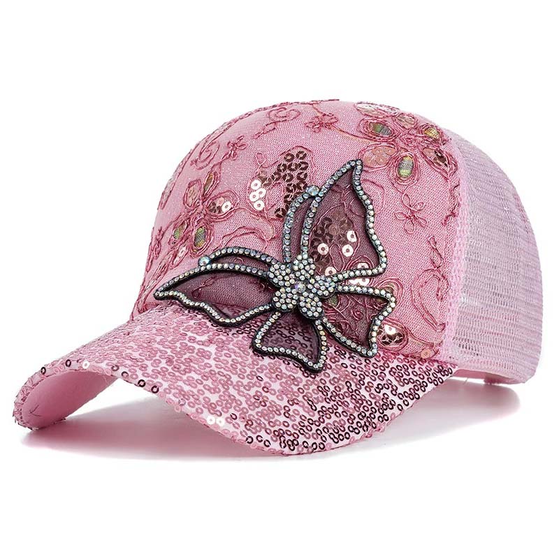 📦 Płatność przy odbiorze – Czapka baseballowa z cekinami „Crystal Butterfly” | Lśniące, dwustronne cekiny, lśniący wzór motyla 🧢✨