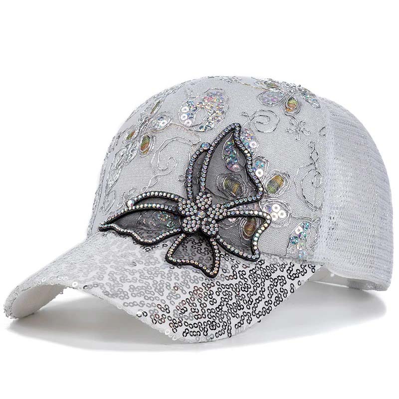 📦 Płatność przy odbiorze – Czapka baseballowa z cekinami „Crystal Butterfly” | Lśniące, dwustronne cekiny, lśniący wzór motyla 🧢✨