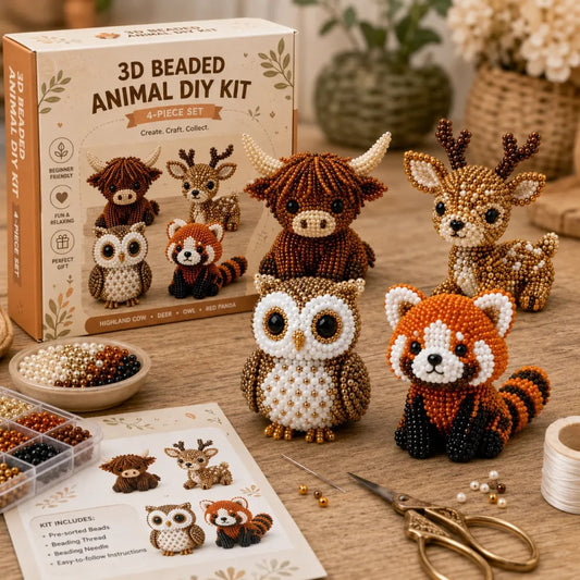 🧵🦉Zestaw do robótek ręcznych w kształcie zwierzątek z koralikami 3D