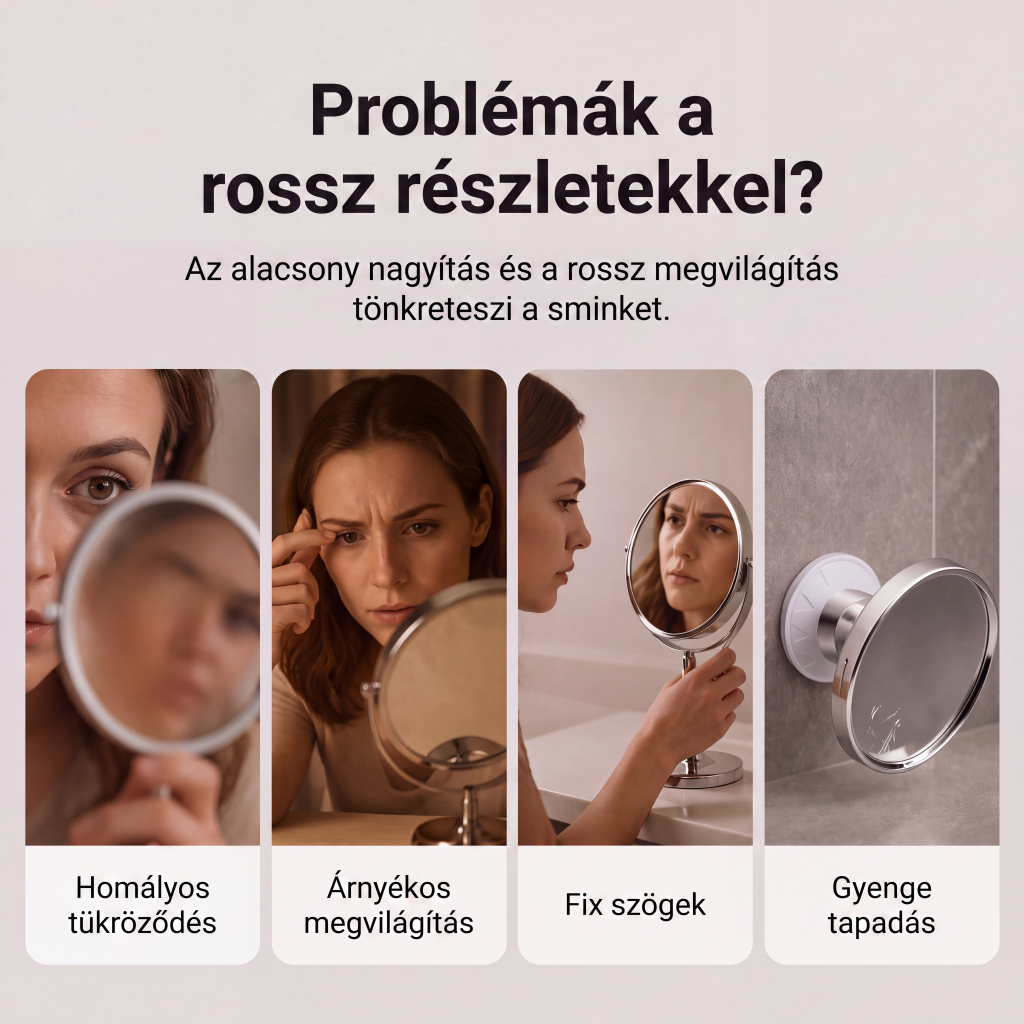 🔥 Lusterko Powiększające 10x z LED – Idealne do Makijażu i Pielęgnacji, Przyssawka w Zestawie