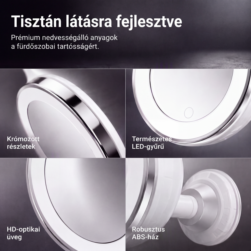 🔥 Lusterko Powiększające 10x z LED – Idealne do Makijażu i Pielęgnacji, Przyssawka w Zestawie