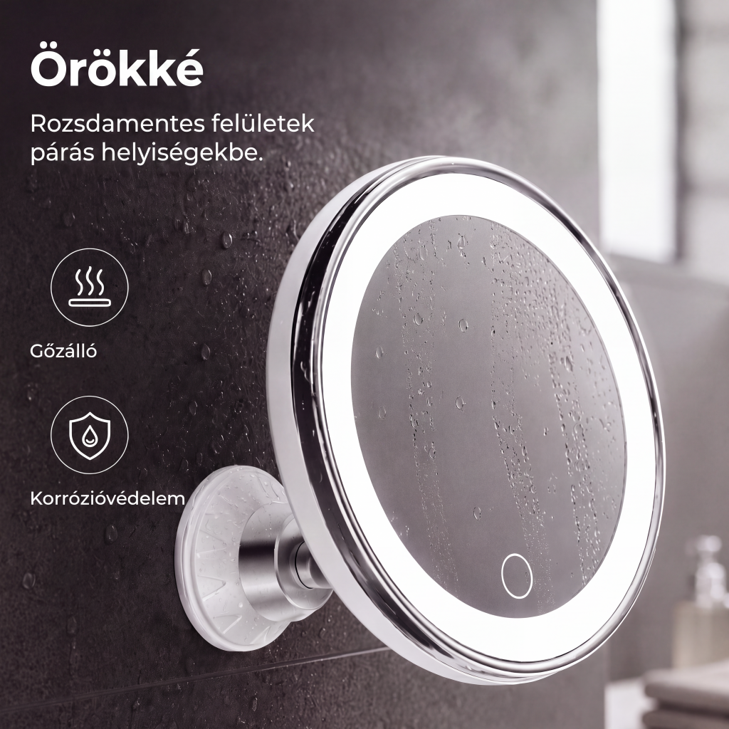 🔥 Lusterko Powiększające 10x z LED – Idealne do Makijażu i Pielęgnacji, Przyssawka w Zestawie