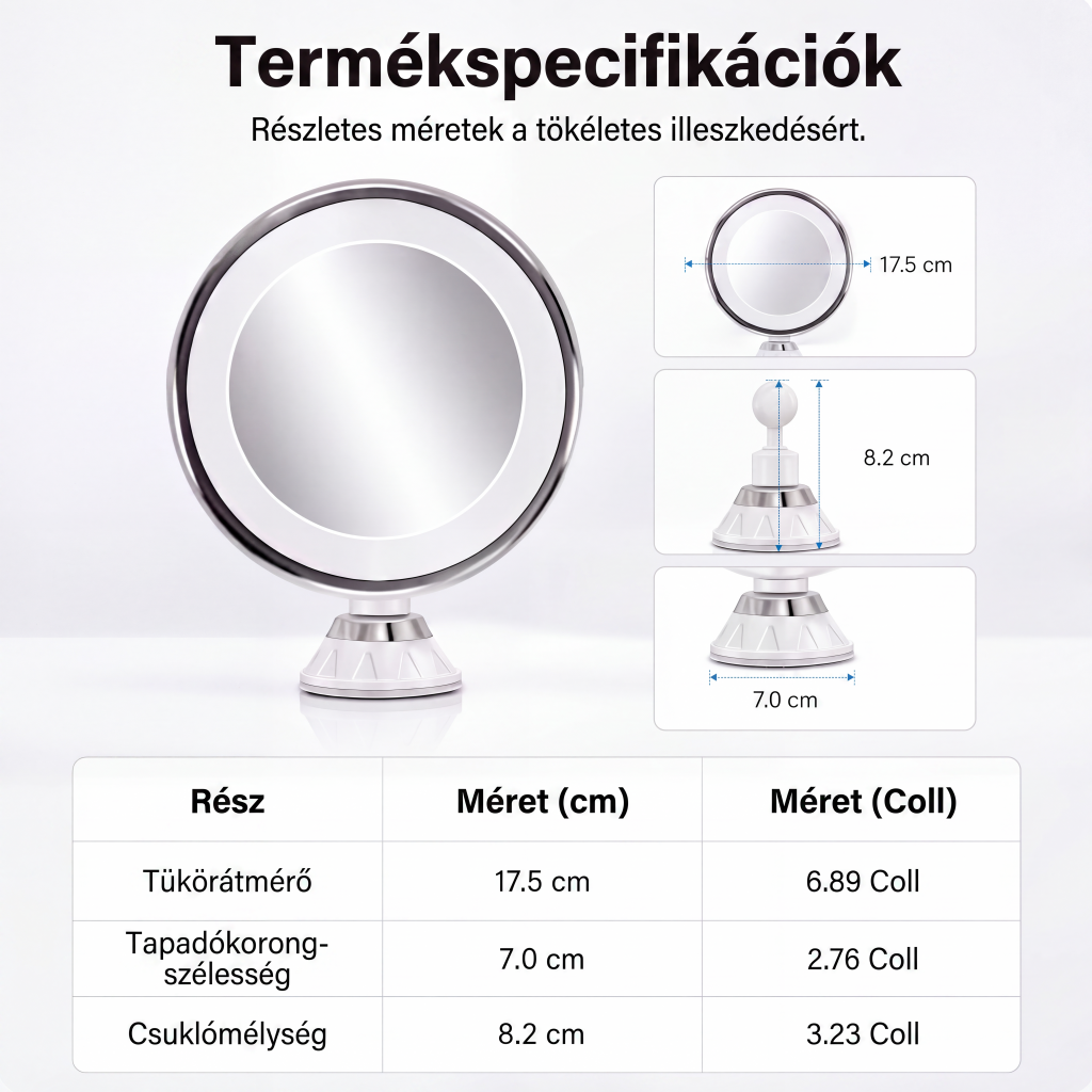 🔥 Lusterko Powiększające 10x z LED – Idealne do Makijażu i Pielęgnacji, Przyssawka w Zestawie
