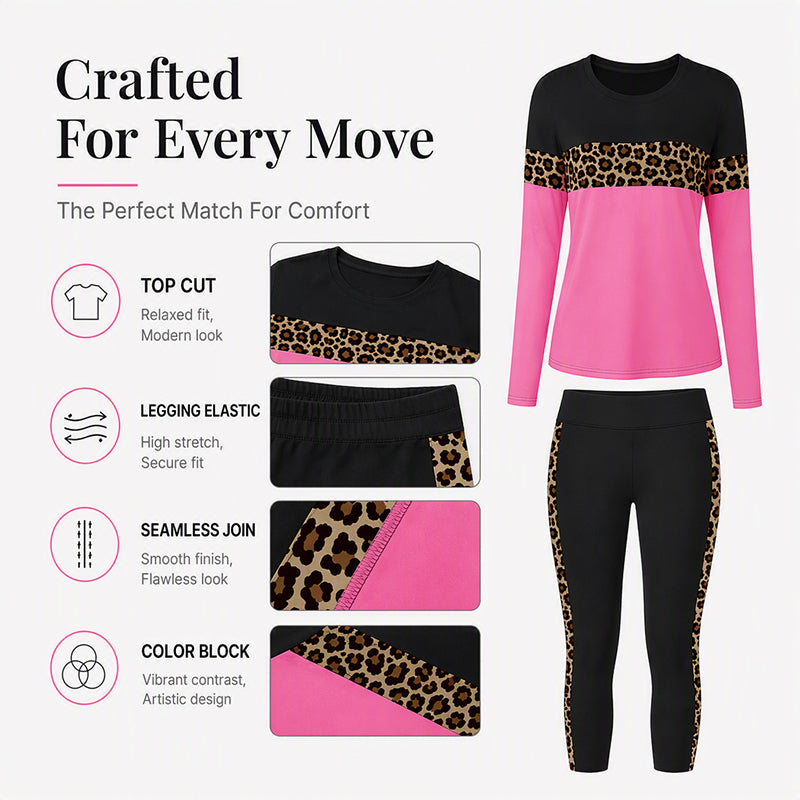 Women's Casual Leopard Print 2-Piece Set