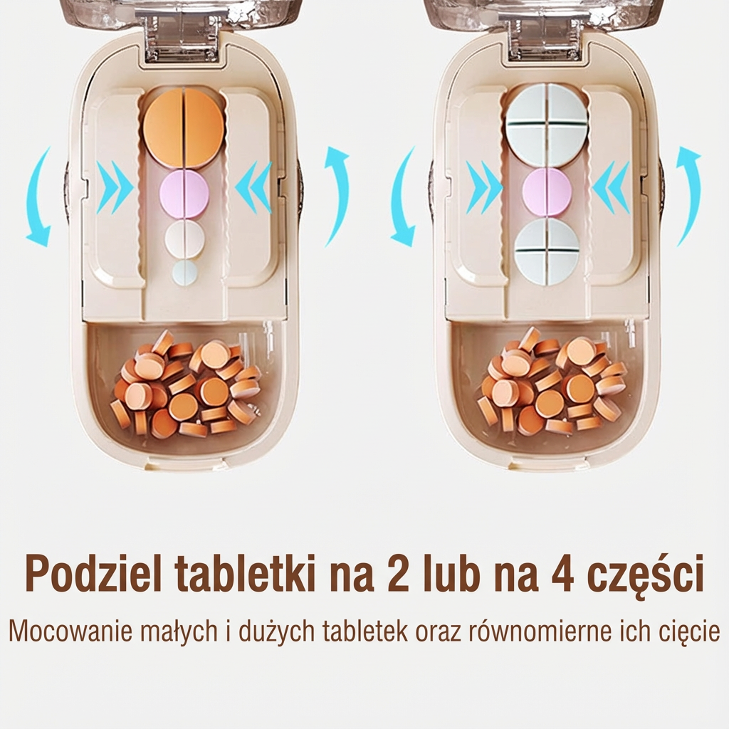 Przenośny pojemnik na tabletki z nożem