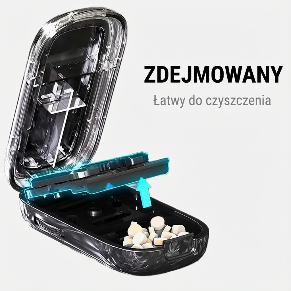 Przenośny pojemnik na tabletki z nożem