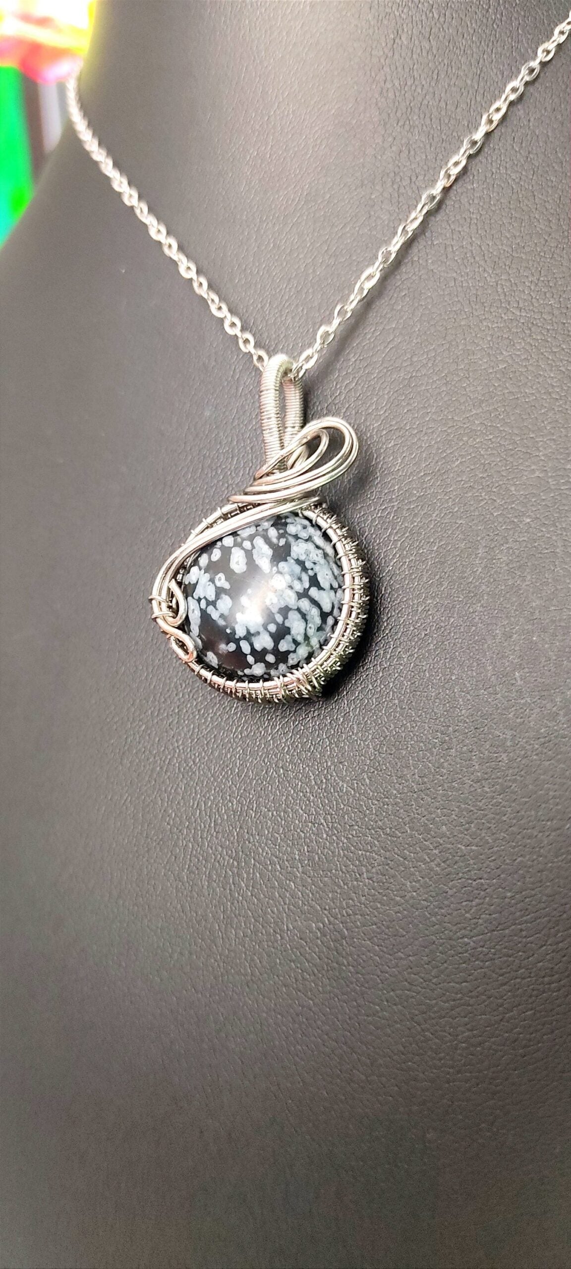 Naszyjnik Obsydian śnieżny